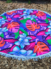 ROUND TASSLE BLANKET TAPESTRY RUG - PURP PLUMERIA