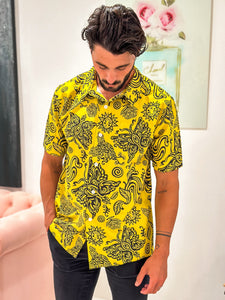 YELLOW INSECTA BUTTON UP COLLARED SHIRT